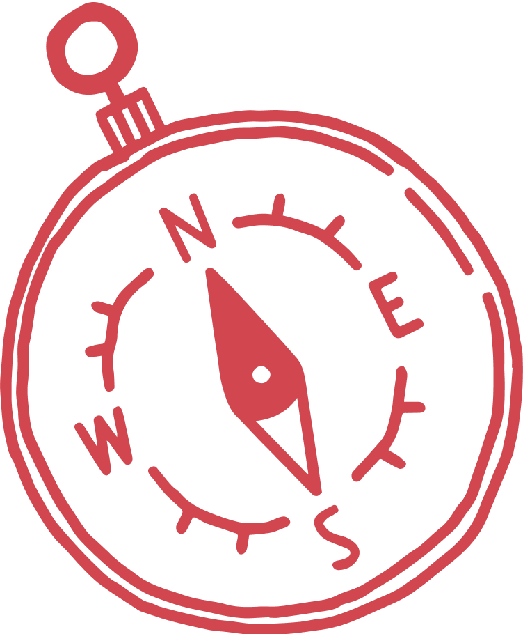Strategic direction and digital marketing compass illustration